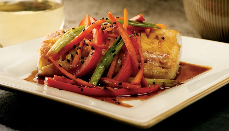 Teriyaki-Braised Alaska Sablefish With Colorful Vegetables