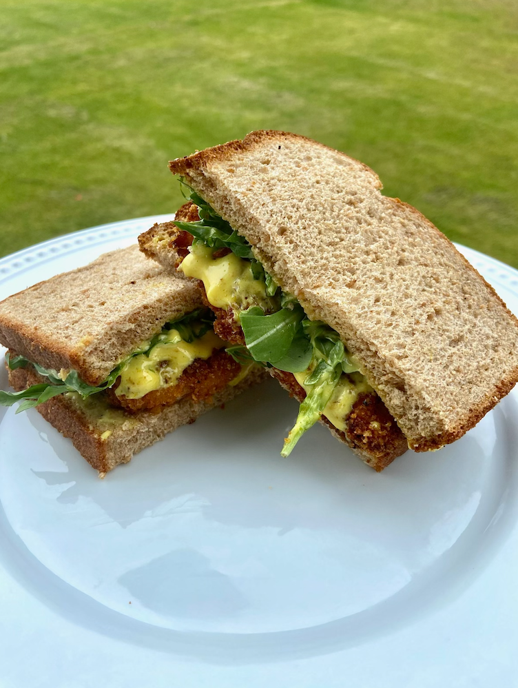 Fried Halibut Sandwich with Curry Aioli