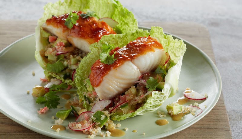 Spicy Alaska Sablefish in Lettuce Cups