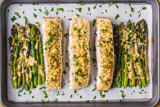 Baked Halibut and Asparagus