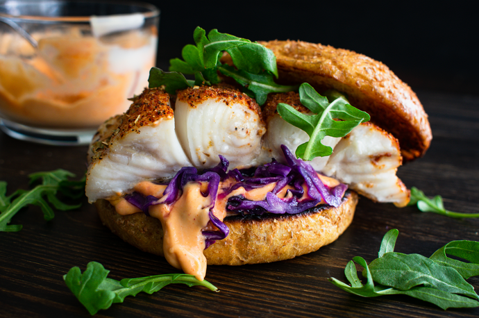 Grilled Halibut Sandwich with Chipotle Aioli