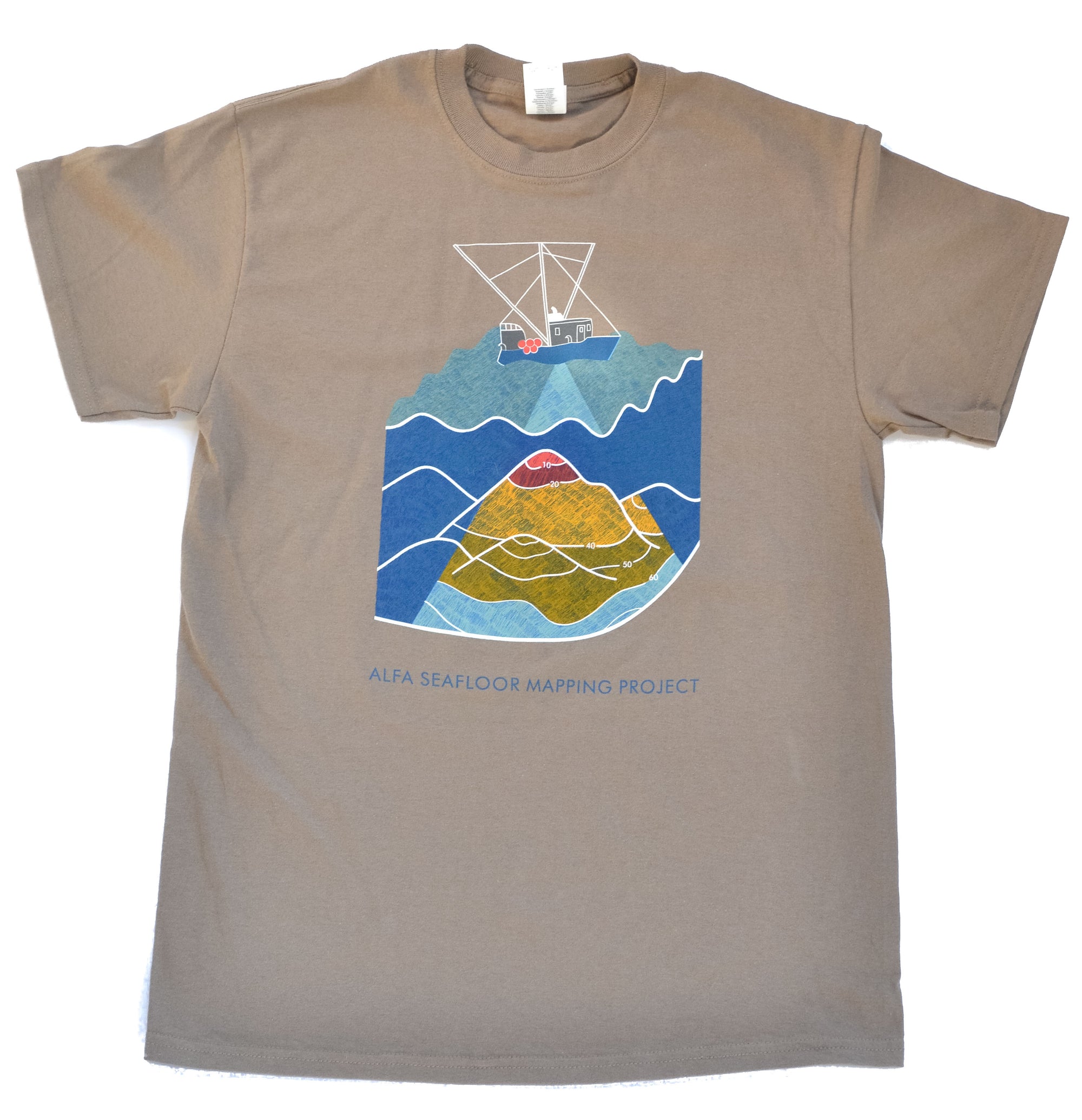 Men's Seafloor Mapping T Shirt: Rainbow Design