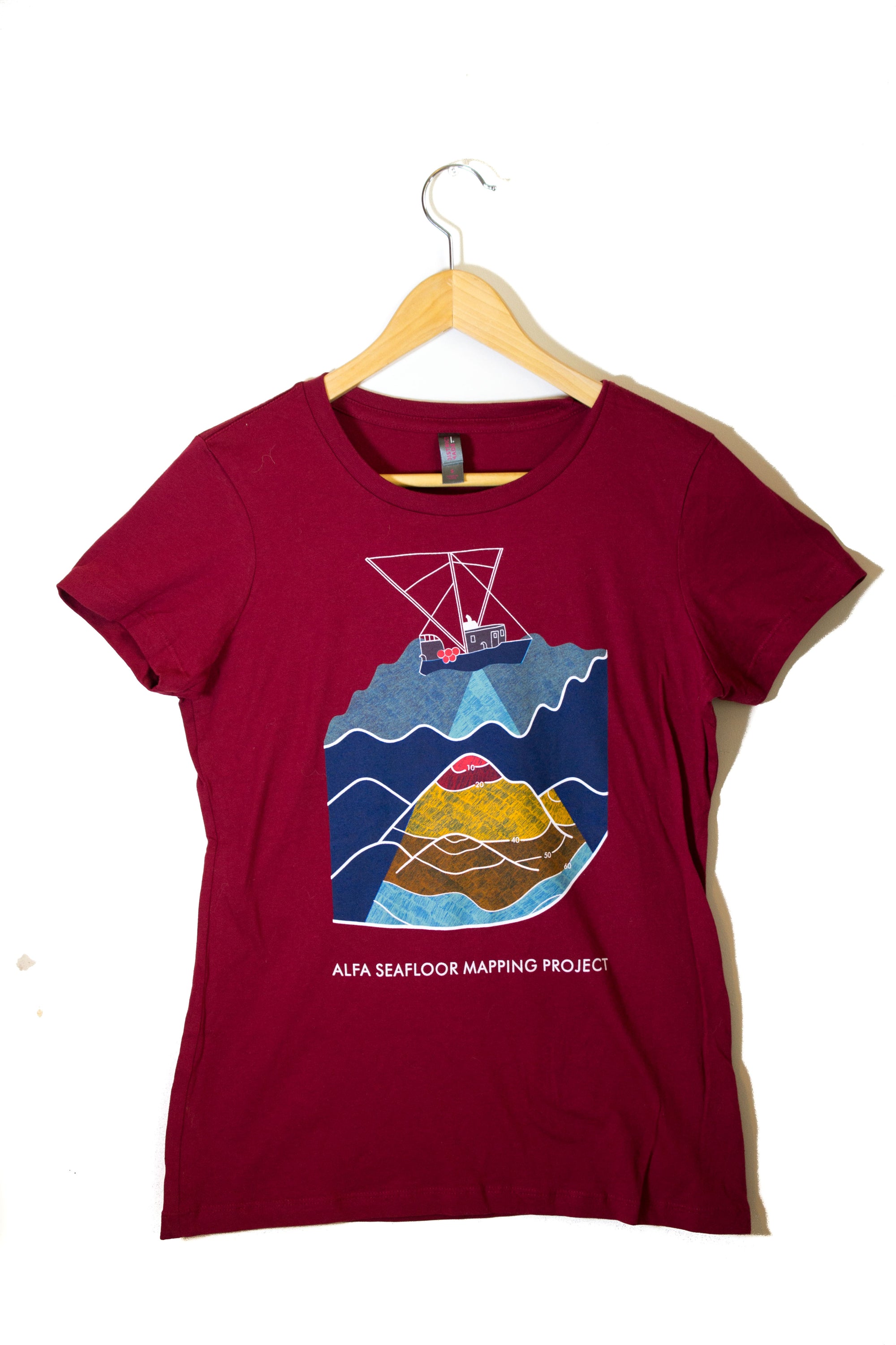 Women's Seafloor Mapping T Shirt: Rainbow Design