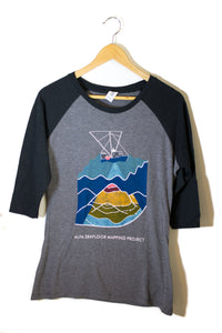 Women's Seafloor Mapping 3/4 Sleeve Shirt: Rainbow Design