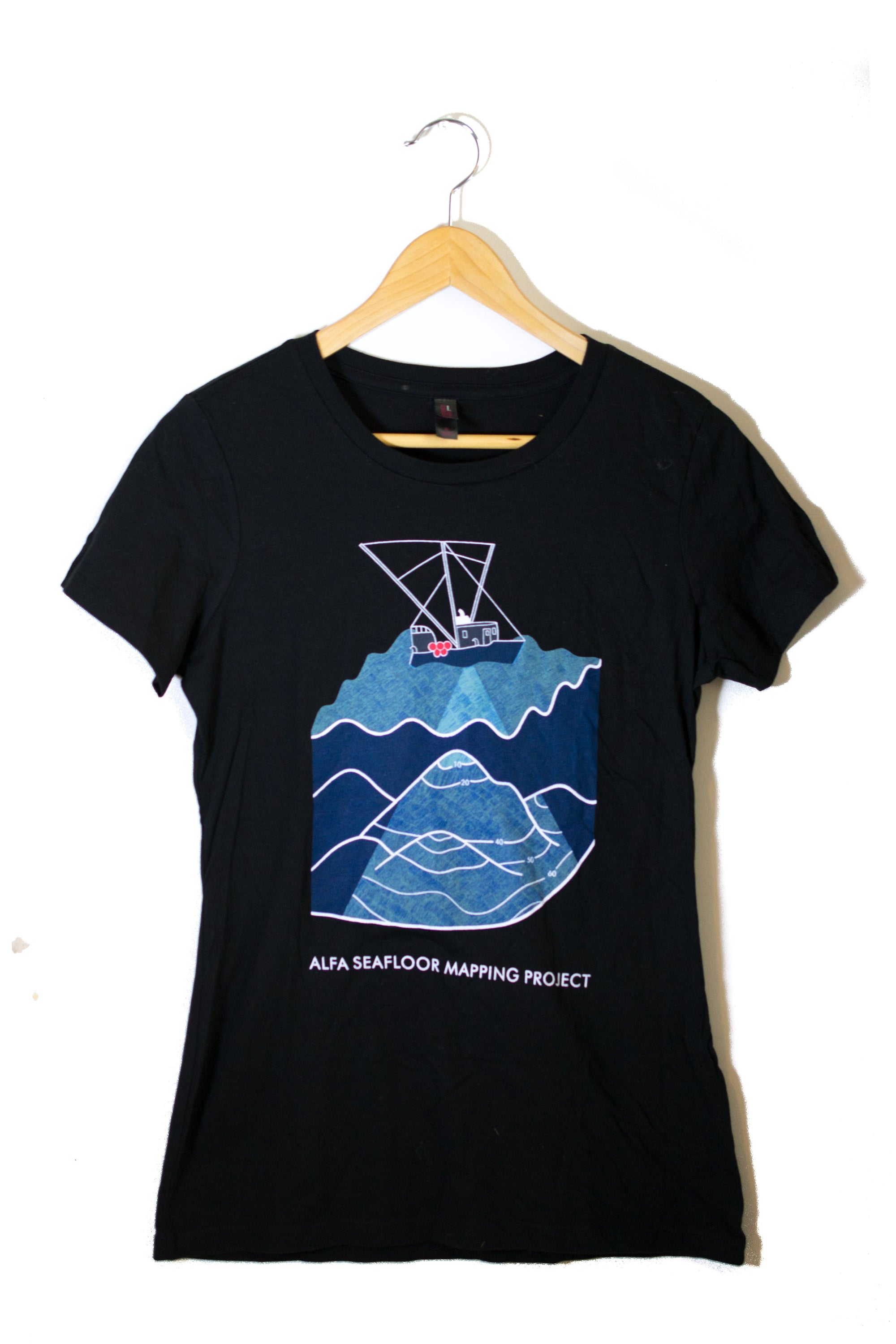 Women's Seafloor Mapping T Shirt: Blue Design